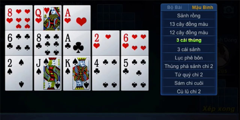 Bài mậu binh là trò chơi trí tuệ đòi hỏi khả năng sắp xếp